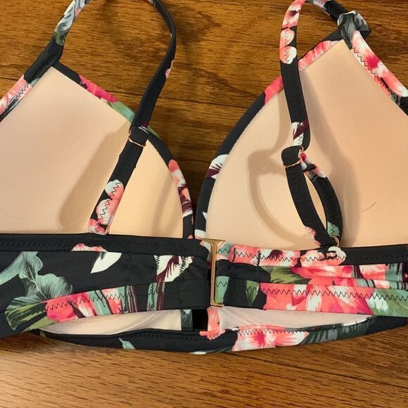 Shade & Shore Size 34B bikini top charcoal gray floral - Picture 3 of 4